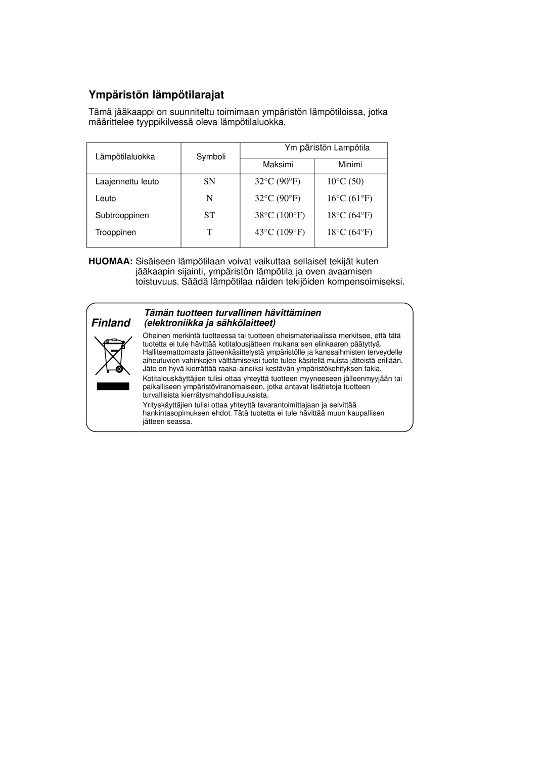 Samsung RL39EBSM1/XEE, RL39EBSW1/XEE, RL39WBSM1/XEE manual Leuto, Subtrooppinen, Trooppinen 