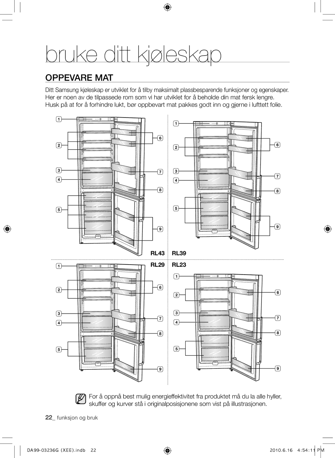 Samsung RL39TGCIH1/XEF, RL39TGCSW1/XEF manual Oppevare MAT 