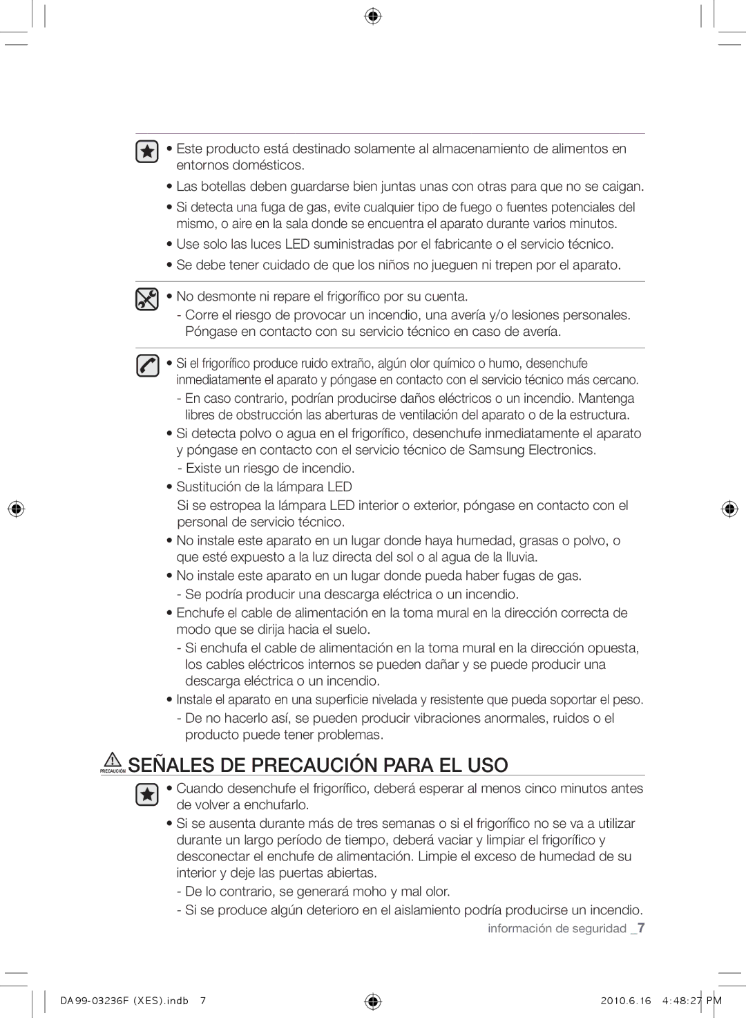 Samsung RL23THCTS1/XEO, RL39THCTS1/XES, RL23THCTS1/XEG, RL39TRCMG1/XEF manual Precaución Señales DE PRECAUCIóN Para EL USO 