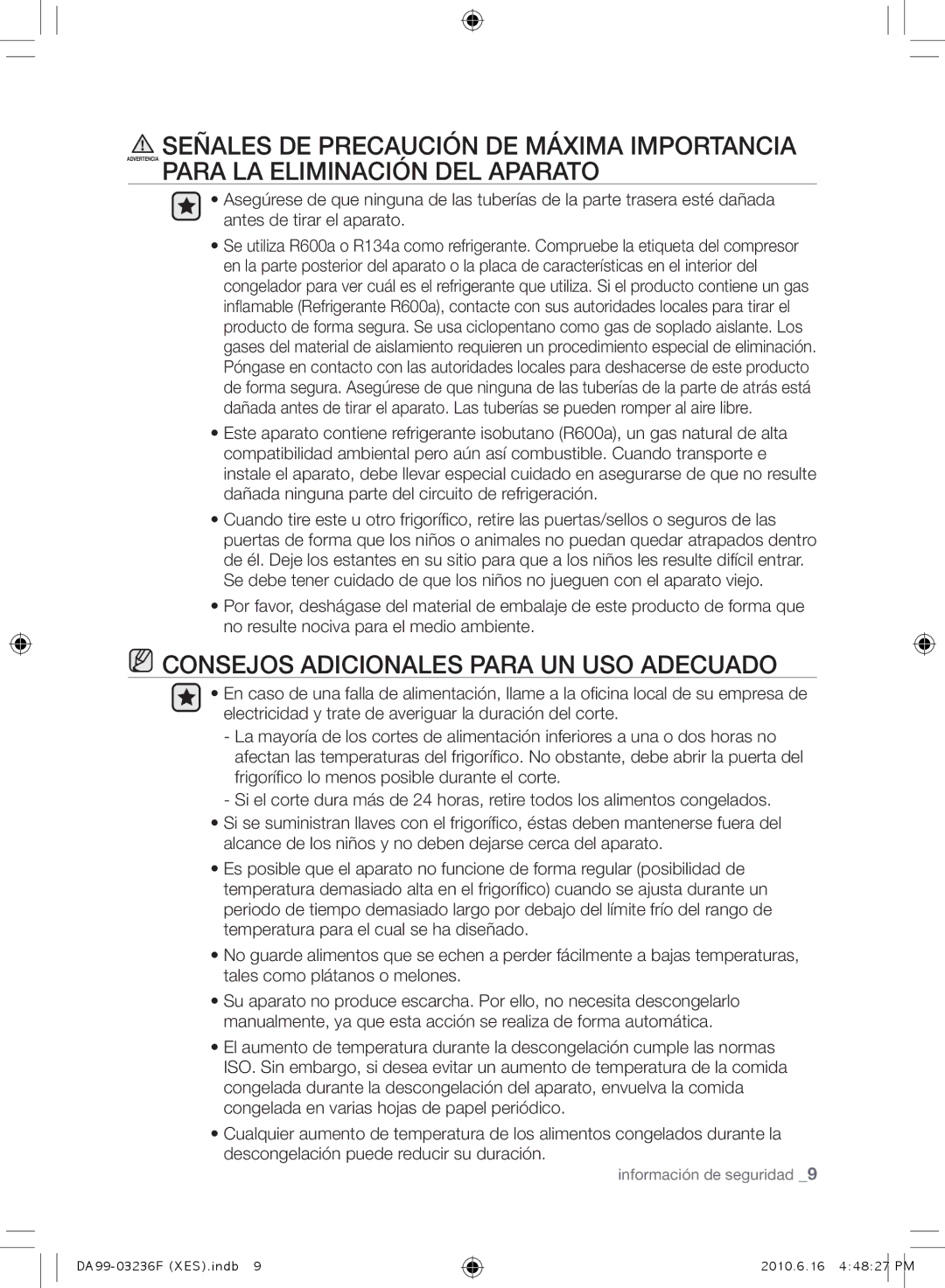 Samsung RL23THCTS1/XEG, RL39THCTS1/XES, RL39TRCMG1/XEF, RL39THCMG1/XEF manual Consejos Adicionales Para UN USO Adecuado 