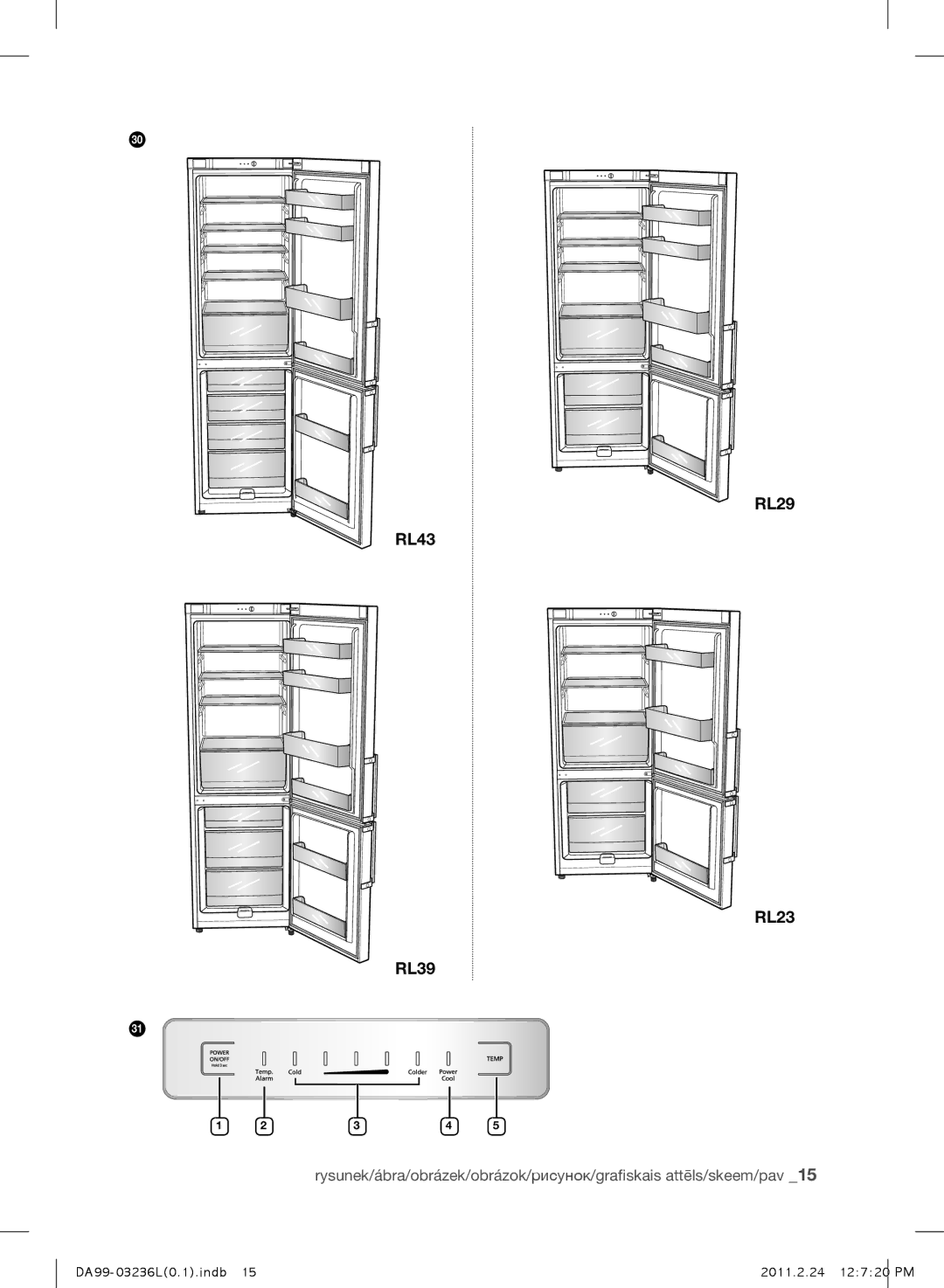 Samsung RL39TJCTS1/XEO, RL39TJCSW1/XEO, RL43TJCTS1/XEO, RL43TJCSW1/XEO manual RL29 RL43 RL23 RL39 