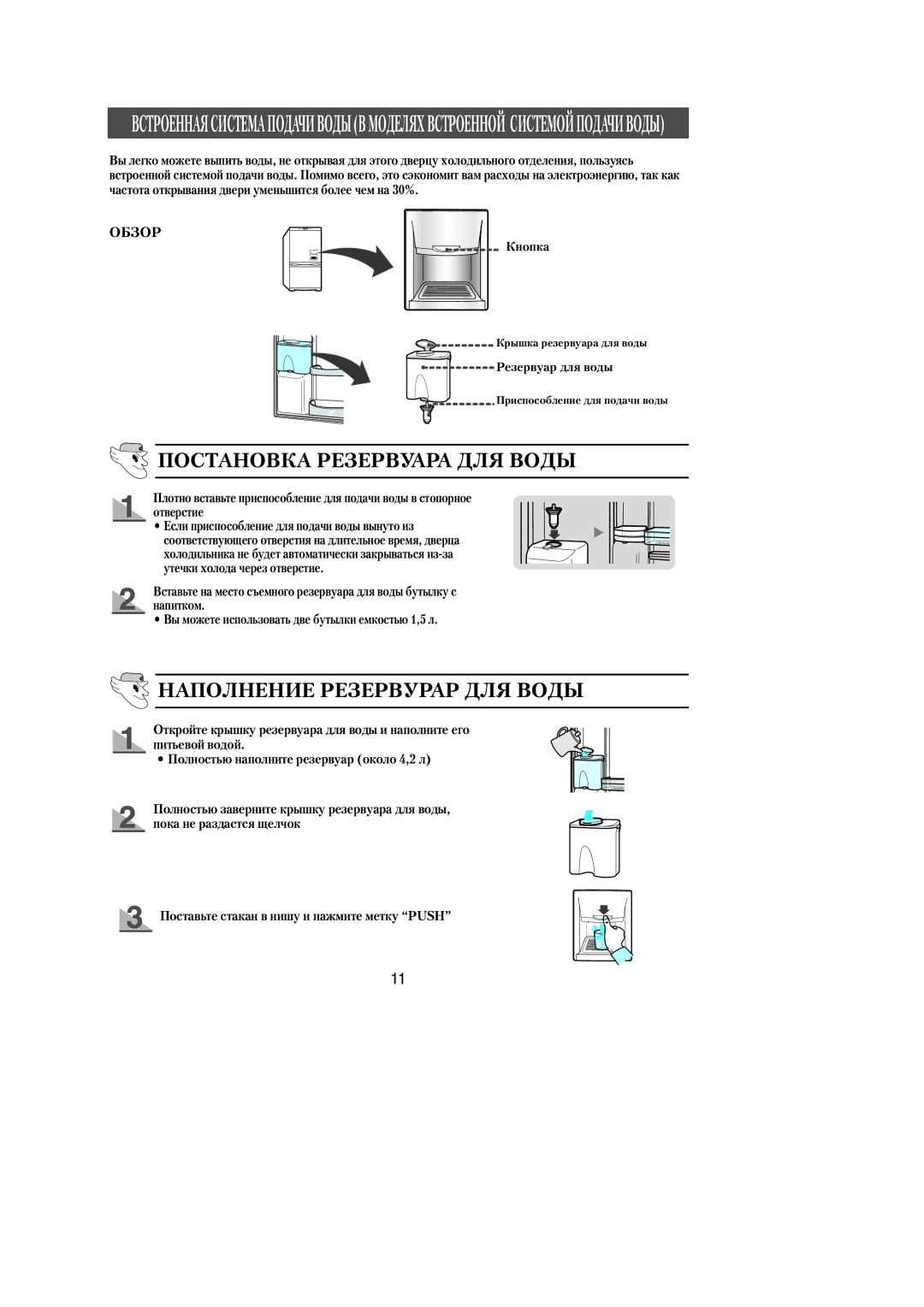 Samsung RL39SBSW2/BWT, RL39WBMS1/XEF, RL36EBSW1/XEE, RL39WBMS1/XEK, RL36EBSW1/XEK, RL36SBSW1/XEK Кнопка, Резервуар для воды 