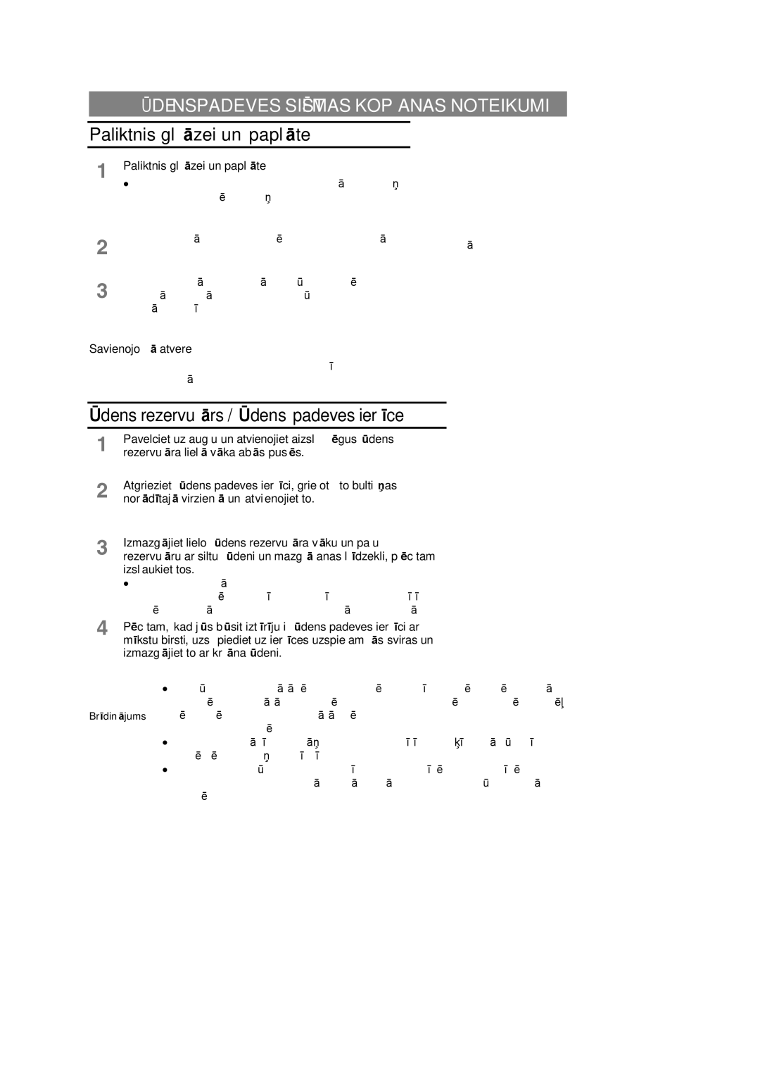 Samsung RL39EBSW1/XEK manual Paliktnis glāzei un paplāte, Ūdens rezervuārs / Ūdens padeves ierīce, Savienojošā atvere 