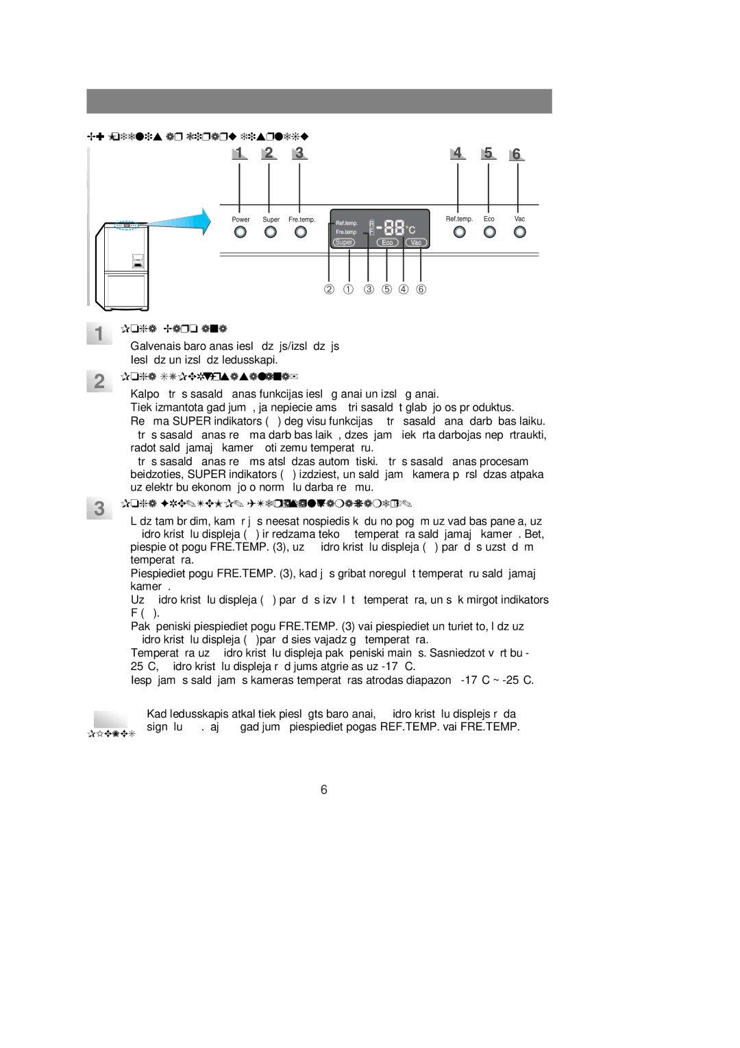 Samsung RL36EBSW1/XEK, RL39WBMS1/XEK, RL36SBSW1/XEK, RL39SBSW1/XEK Modelis ar ciparu displeju, Poga Super ātrā sasaldēšana 