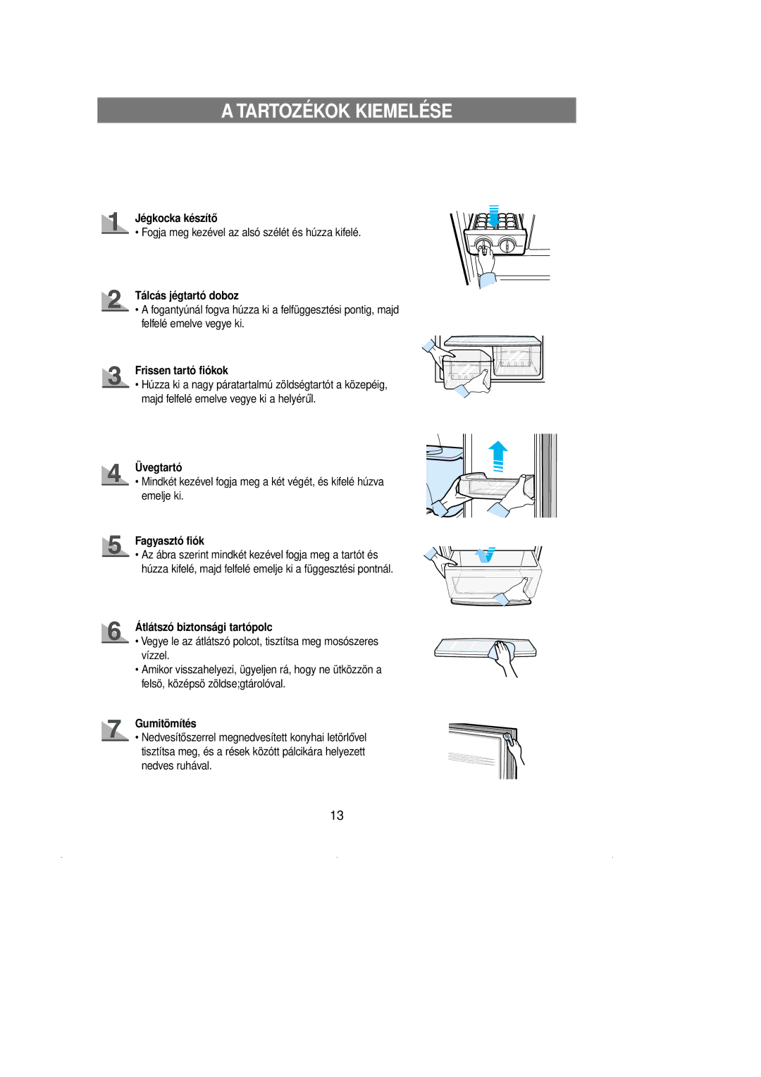 Samsung RL36EBMS1/XEH, RL39WBSM1/XEG, RL36SBSW1/XEH, RL39SBSW1/XES, RL39WBSM1/BUL, RL39SBSW1/XEH manual Tartozékok Kiemelése 