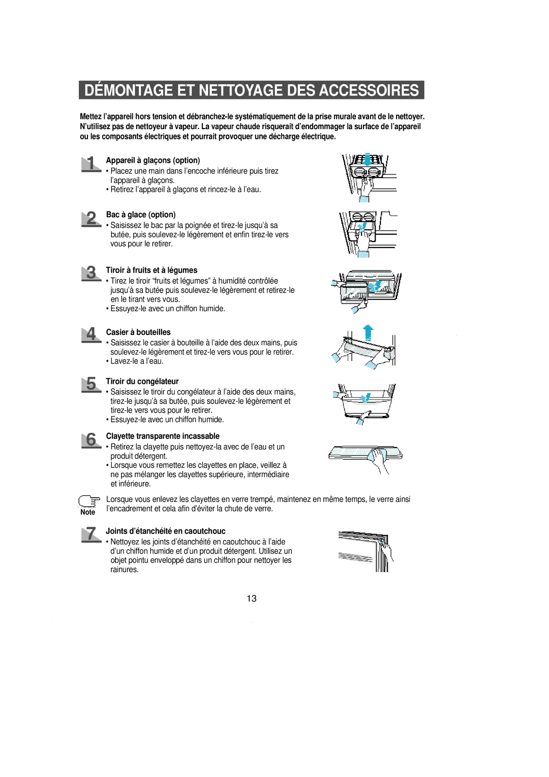 Samsung RL38SBSW1/XEF Appareil à glaçons option, Bac à glace option, Tiroir à fruits et à légumes, Tiroir du congélateur 