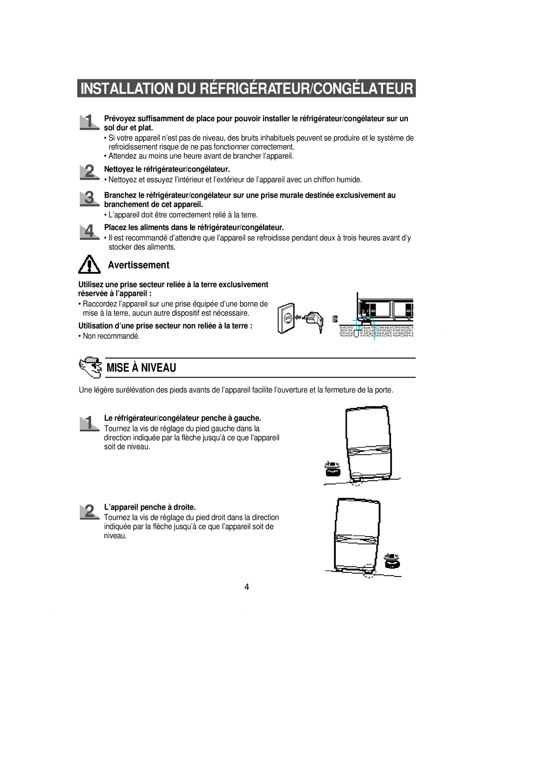 Samsung RL36SBSW1/CAH manual Nettoyez le réfrigérateur/congélateur, Placez les aliments dans le réfrigérateur/congélateur 