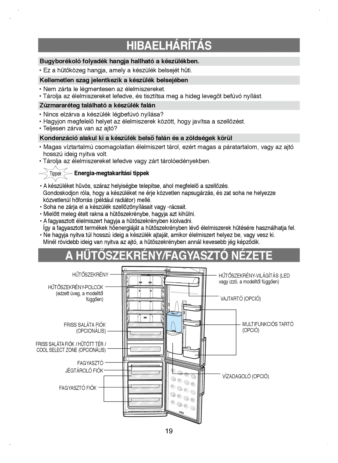 Samsung RL44PCIH1/XEO, RL39WBSW1/XEO HŰTŐSZEKRÉNY/FAGYASZTÓ Nézete, Bugyborékoló folyadék hangja hallható a készülékben 