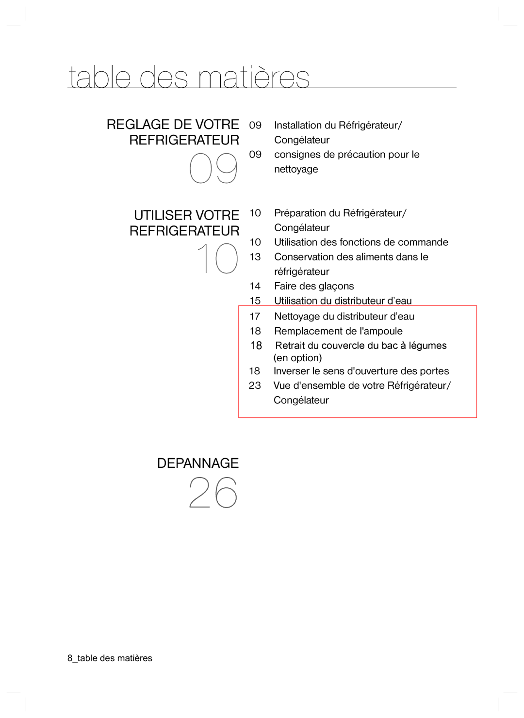 Samsung RL40HGIH1/XEG, RL40ECSW1/XEG, RL34EGPS1/XEG, RL34HGSW1/XEG, RL40HGSW1/XEG, RL34LCSW1/XEG manual Table des matieres 