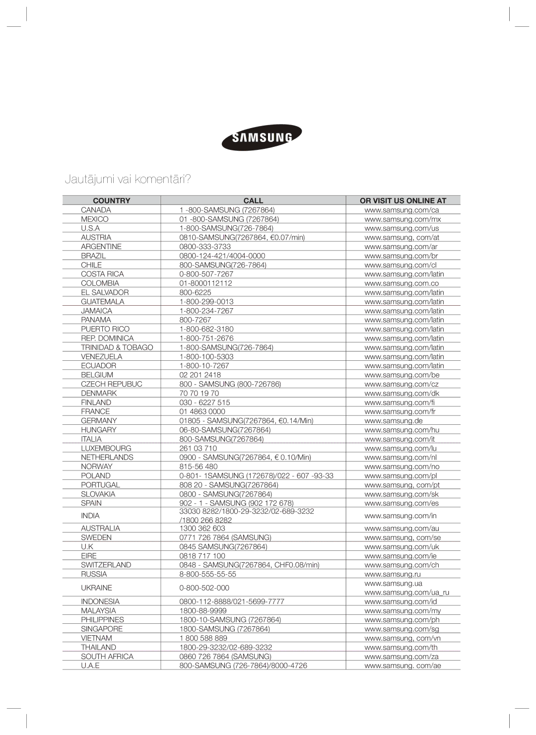 Samsung RL34ECTS1/BWT, RL40EGSW1/BWT, RL40EGPS1/BWT, RL34ECTS1/XEO, RL34EGTS1/BWT, RL34ECVB1/XEO manual Jautājumi vai komentāri? 