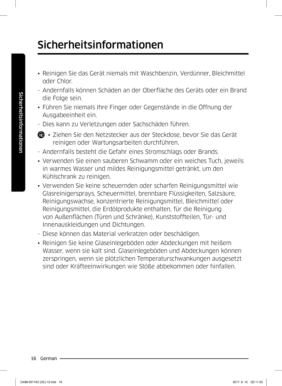 Samsung RB41J7839S4/EF, RL41J7799B1/EG, RB36J8059SR/EF, RL41J7799S4/EG, RL36J8159SR/EG manual Sicherheitsinformationen 