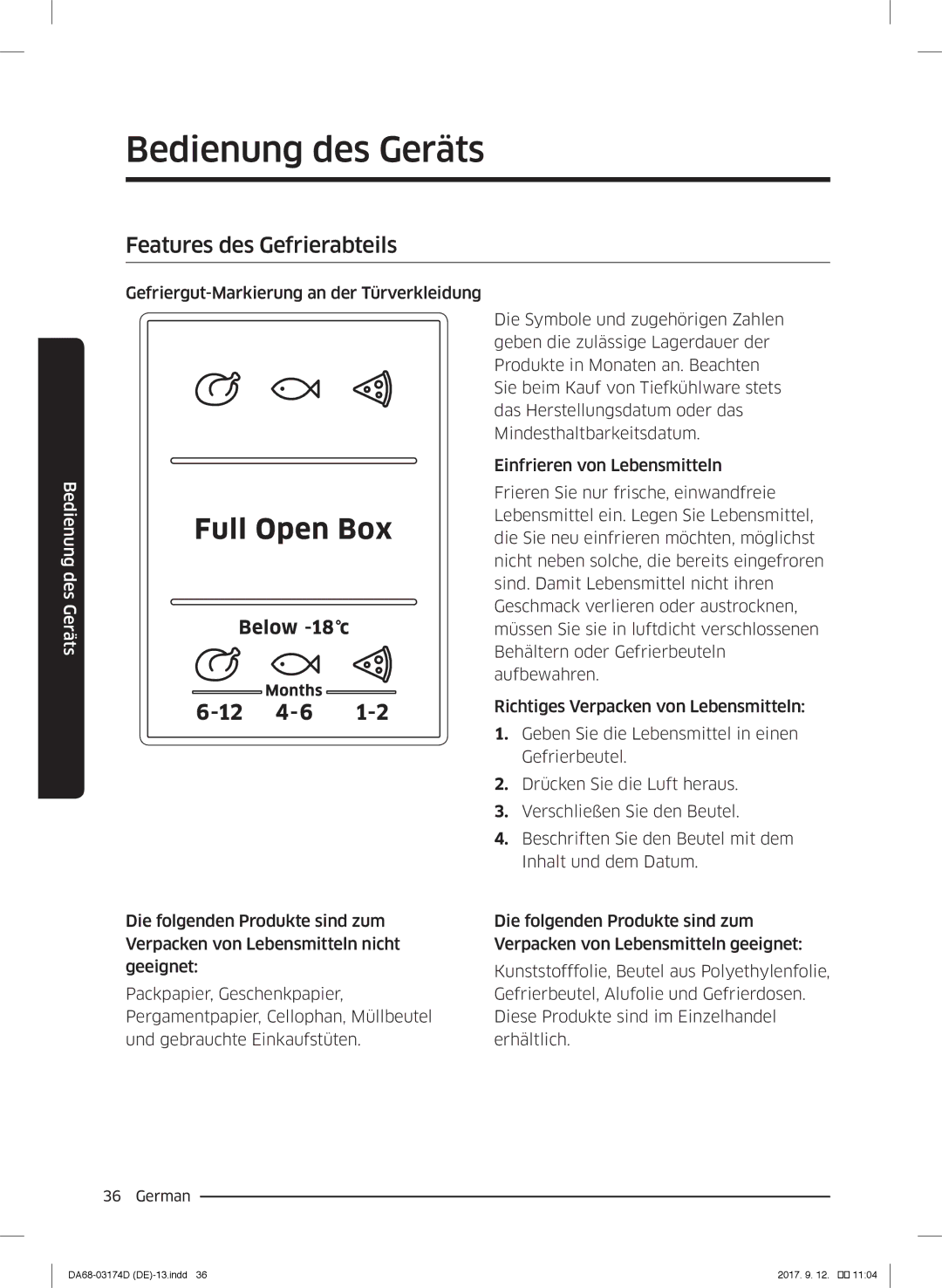 Samsung RB33J3230WW/EF, RL41J7799B1/EG, RB36J8059SR/EF, RL41J7799S4/EG, RL36J8159SR/EG manual Features des Gefrierabteils 