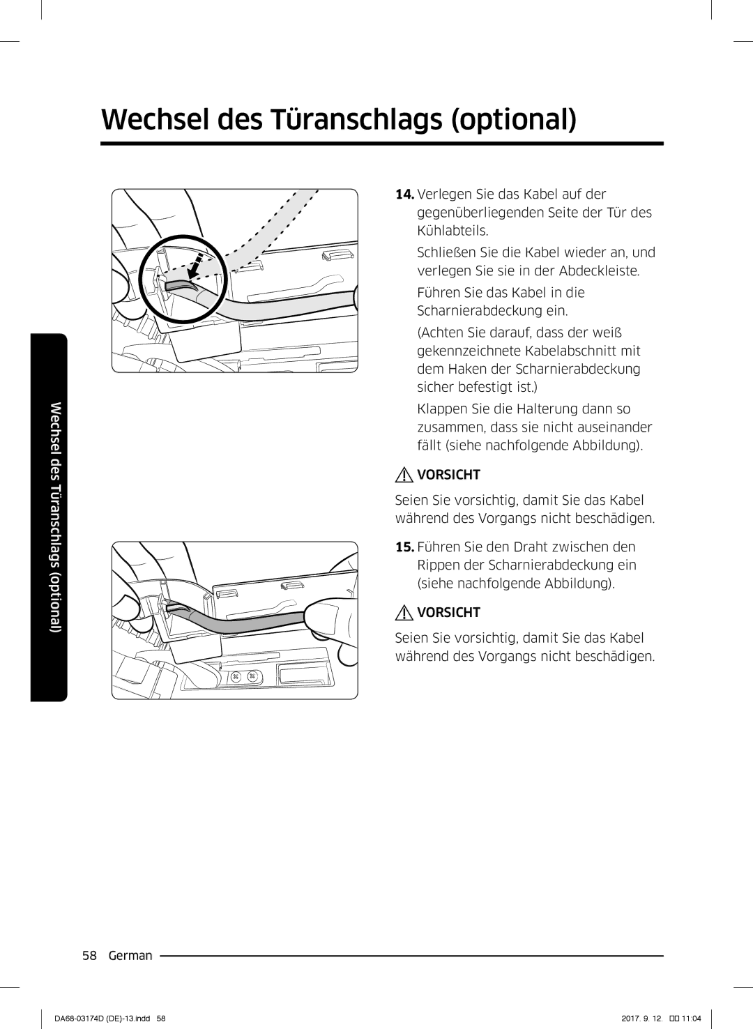 Samsung RB36J8215SR/EF, RL41J7799B1/EG, RB36J8059SR/EF, RL41J7799S4/EG, RL36J8159SR/EG manual Wechsel des Türanschlags optional 