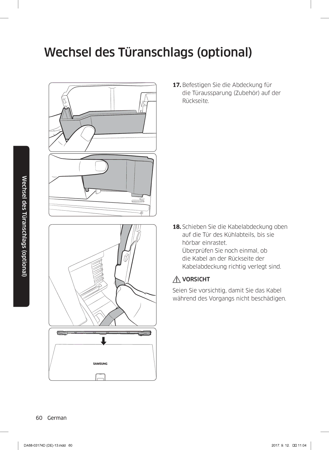 Samsung RB37J5320WW/EF, RL41J7799B1/EG, RB36J8059SR/EF, RL41J7799S4/EG, RL36J8159SR/EG manual Wechsel des Türanschlags optional 