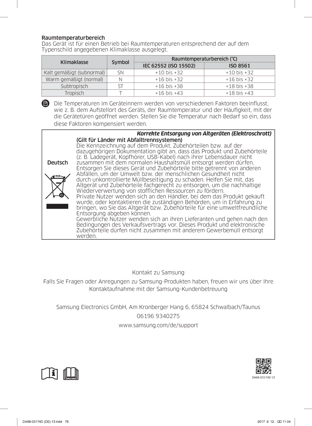 Samsung RB36J8799S4/EF, RL41J7799B1/EG, RB36J8059SR/EF, RL41J7799S4/EG Korrekte Entsorgung von Altgeräten Elektroschrott 