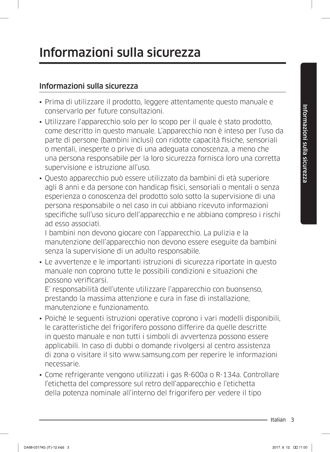 Samsung RL36J8799S4/EG, RL41J7799B1/EG, RB41J7235SR/EF, RB41J7859SR/EF, RB41J7359SR/EF manual Informazioni sulla sicurezza 