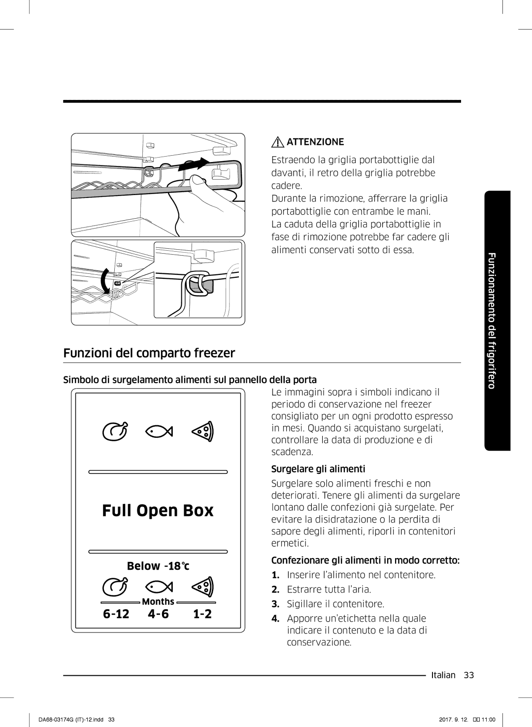 Samsung RB38J7215SR/EF, RL41J7799B1/EG, RB41J7235SR/EF, RB41J7859SR/EF, RL36J8799S4/EG manual Funzioni del comparto freezer 