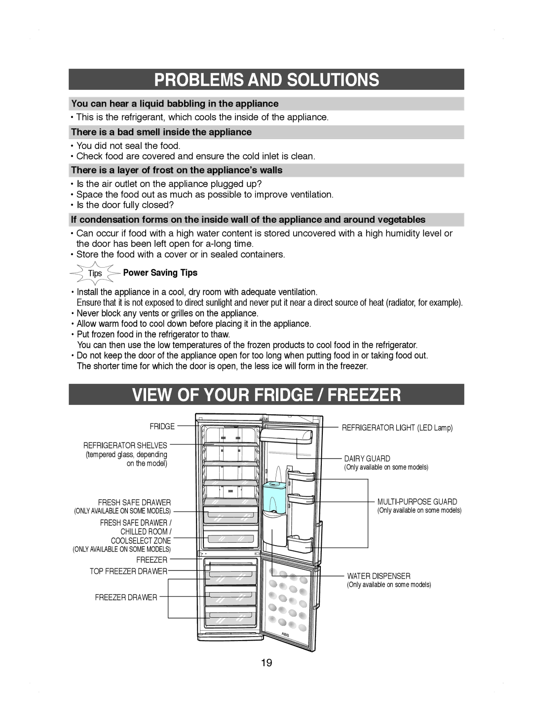 Samsung RL41HCIH1/XEH, RL41WCPS1/BUL manual View of Your Fridge / Freezer, You can hear a liquid babbling in the appliance 