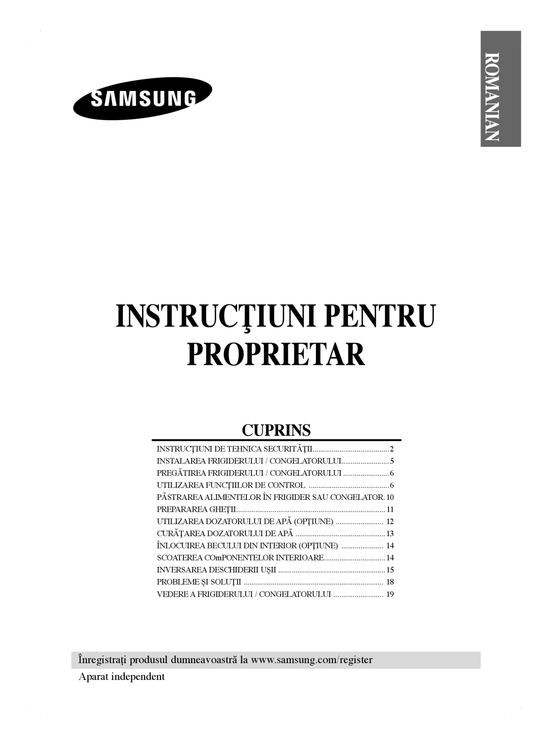 Samsung RL41WCPS1/BUL, RL44ECIH1/EUR, RL44ECIH1/XEK, RL41HCIH1/EUR, RL44WGTB1/BUL manual Instrucţiuni Pentru Proprietar 