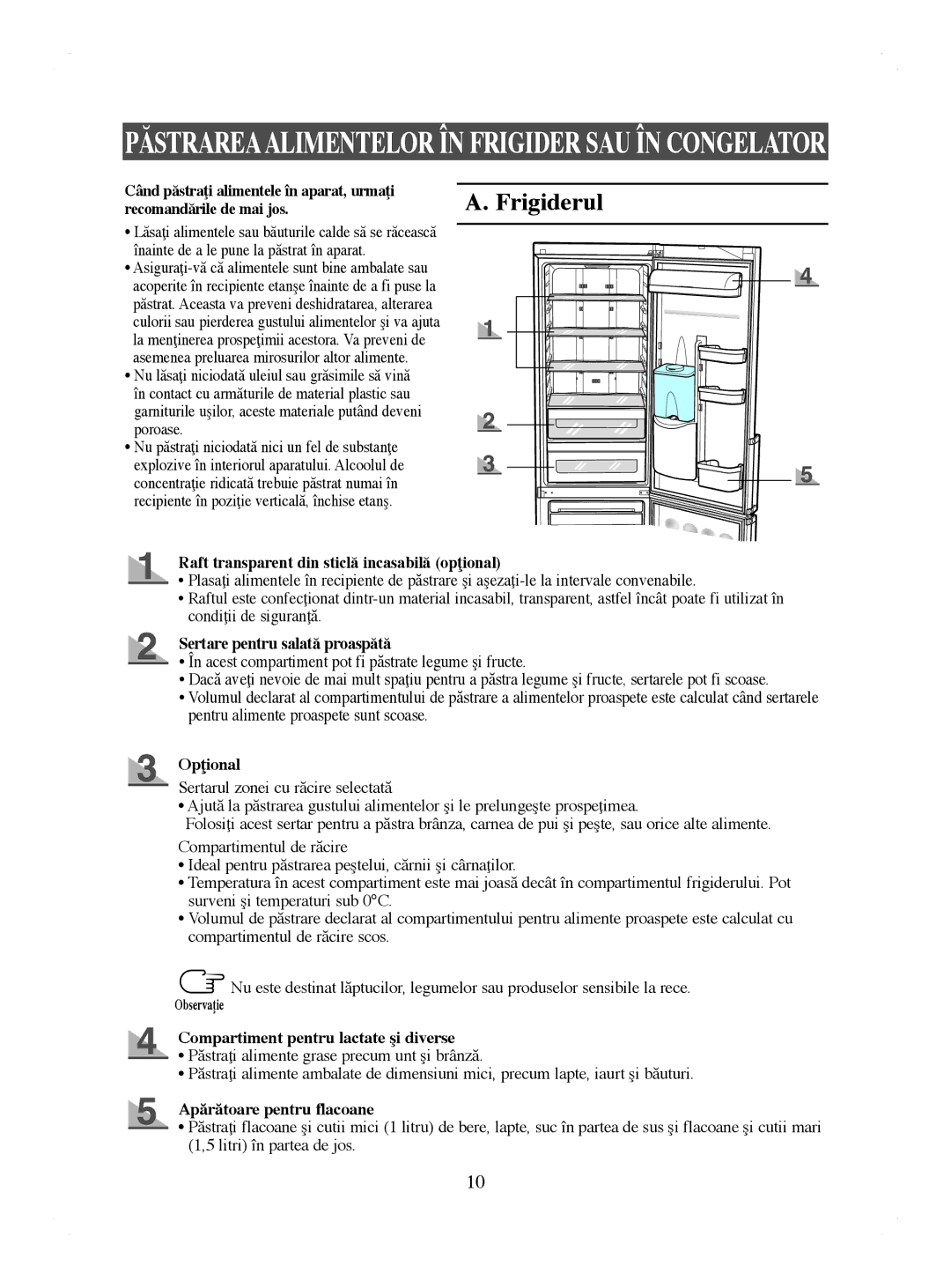 Samsung RL44ECIH1/XEK, RL41WCPS1/BUL manual Când păstraţi alimentele în aparat, urmaţi, Recomandările de mai jos, Opţional 