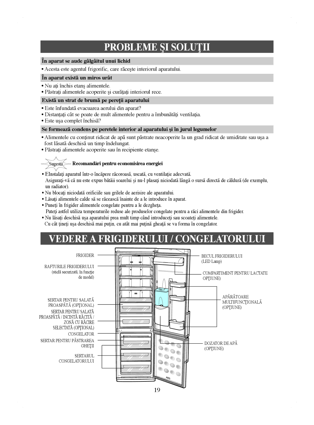 Samsung RL44WGTB1/BUL, RL41WCPS1/BUL, RL44ECIH1/EUR În aparat se aude gâlgâitul unui lichid, În aparat există un miros urât 