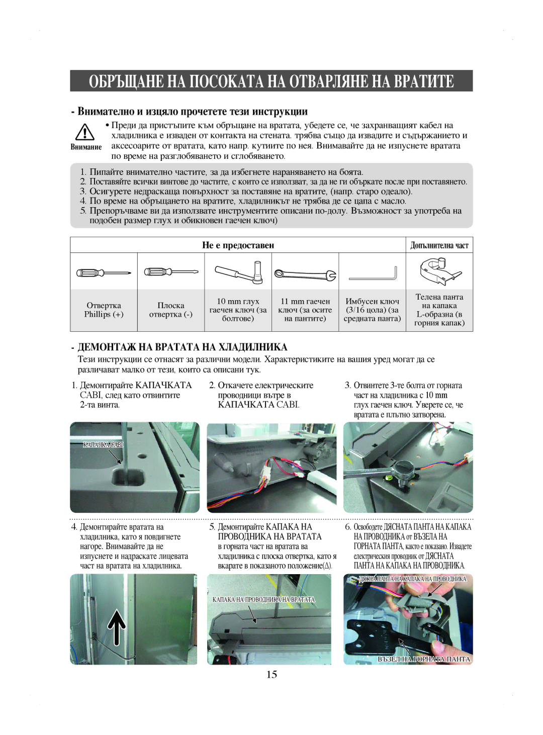 Samsung RL41WCPS1/XEH, RL41WCPS1/BUL CABI, след като отвинтите Проводници вътре в, Та винта, Хладилника, като я повдигнете 