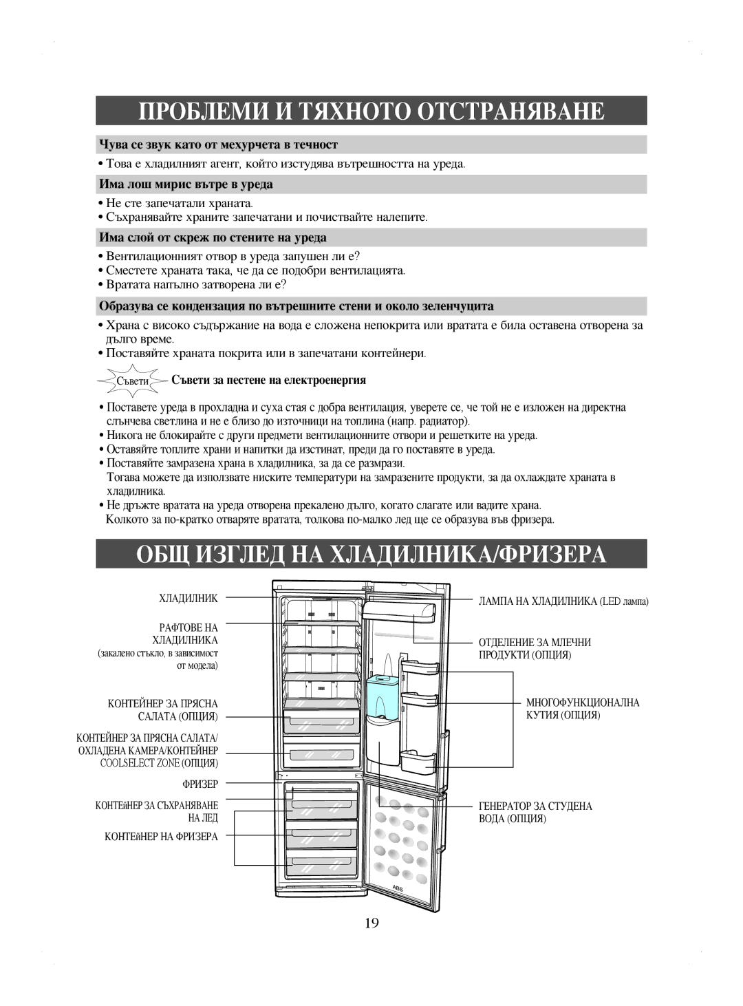 Samsung RL41HCIH1/EUR, RL41WCPS1/BUL manual ОБЩ Изглед НА ХЛАДИЛНИКА/ФРИЗЕРА, Чува се звук като от мехурчета в течност 