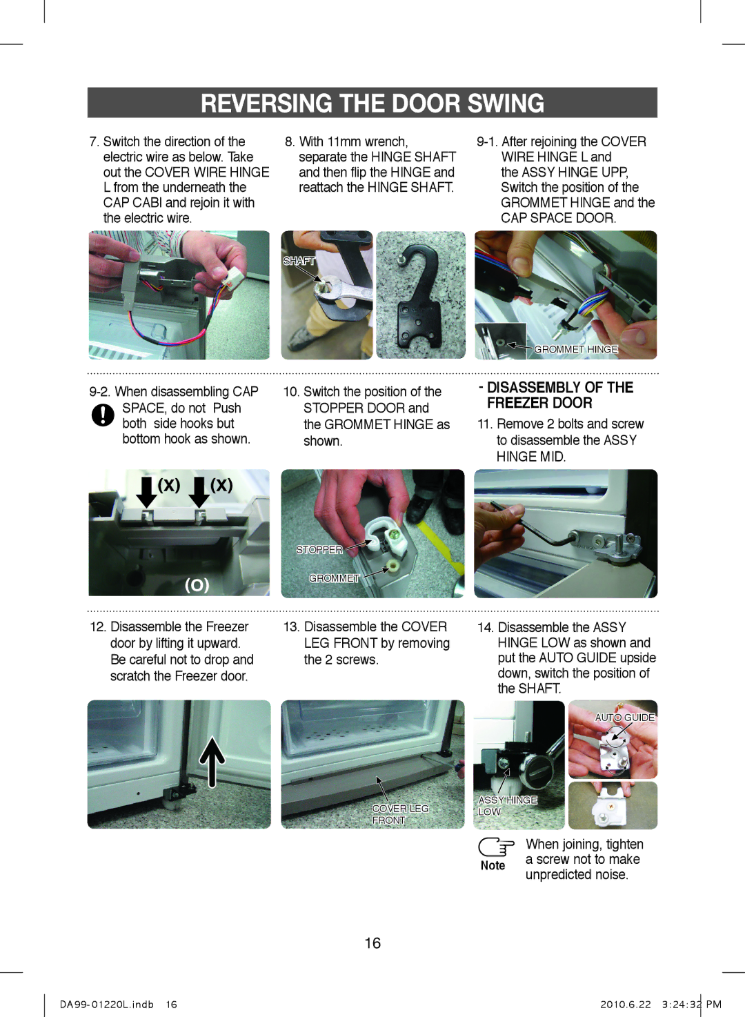 Samsung RL41ECPS1/BUL, RL41WCSW1/ELA, RL41WCPS1/ELA, RL41WCSW1/BUL, RL38SBPS1/BUL manual Disassembly of the Freezer Door 