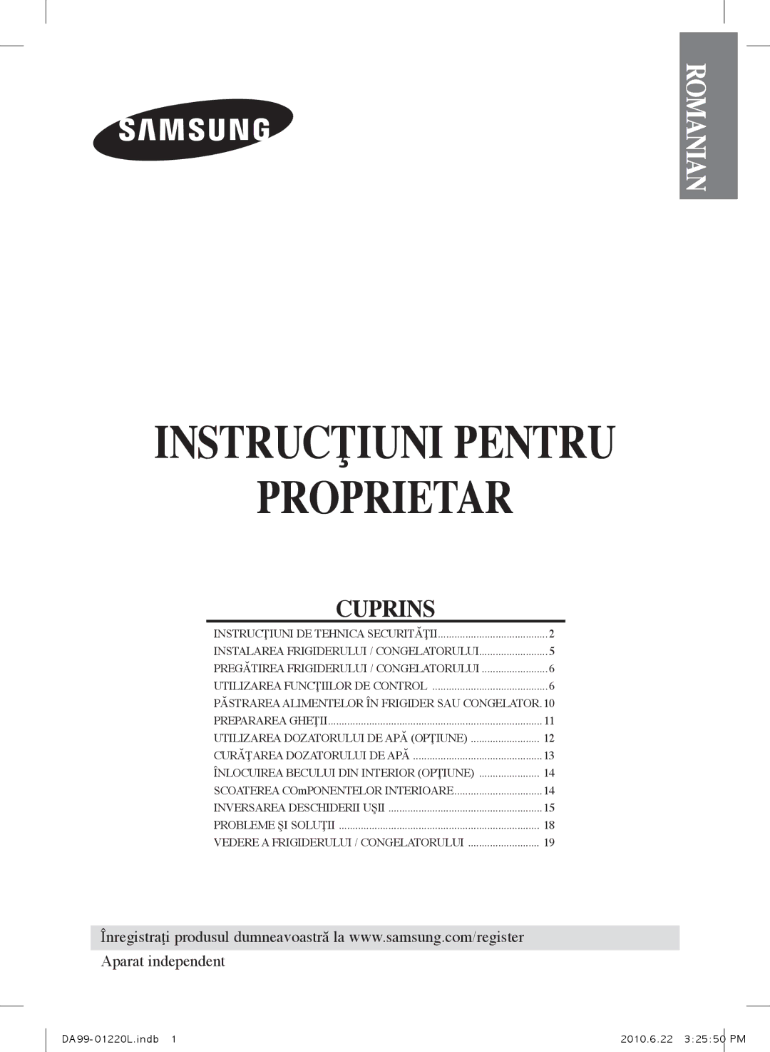 Samsung RL41WCPS1/BUL, RL41WCSW1/ELA, RL41WCPS1/ELA, RL41WCSW1/BUL, RL38SBPS1/BUL manual Instrucţiuni Pentru Proprietar 