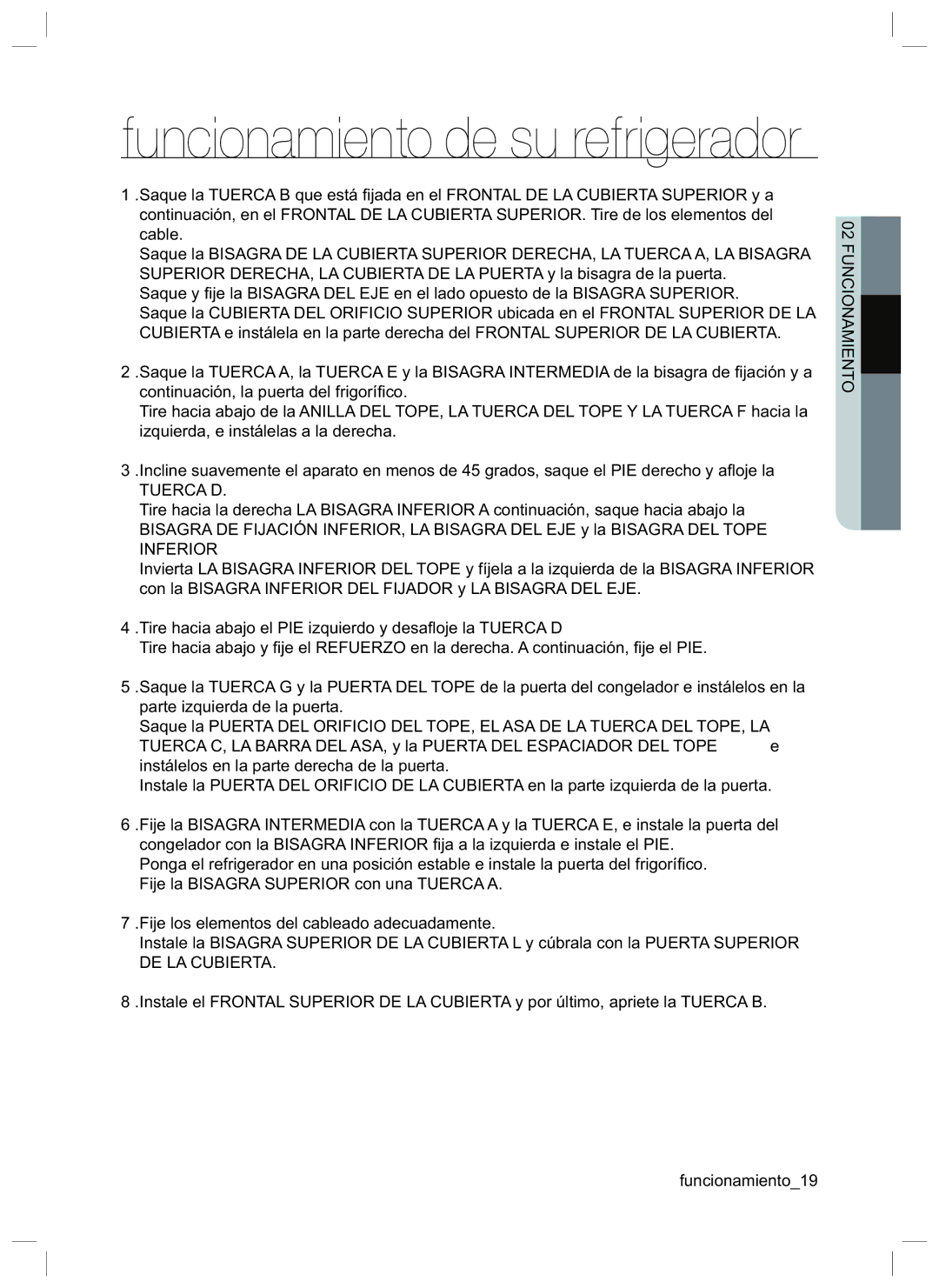 Samsung RL42LCSW1/XES, RL42HCVG1/XES, RL40EGPS1/XES manual Funcionamiento de su refrigerador 