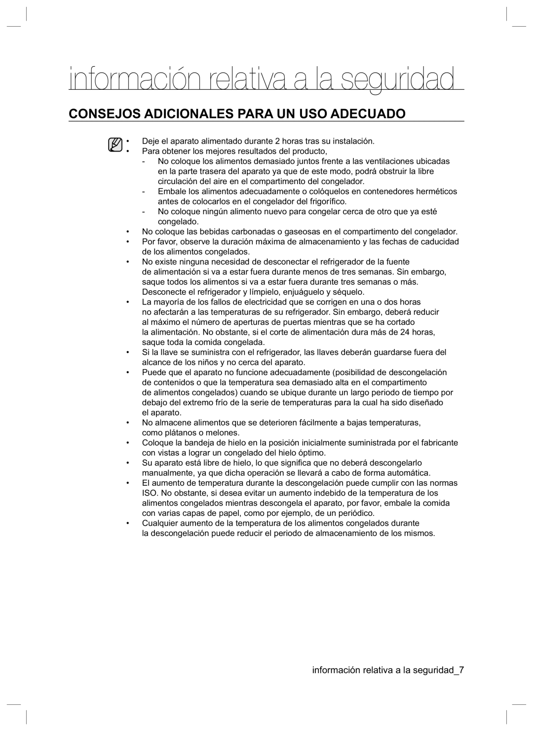 Samsung RL42LCSW1/XES, RL42HCVG1/XES, RL40EGPS1/XES manual Consejos Adicionales Para UN USO Adecuado 