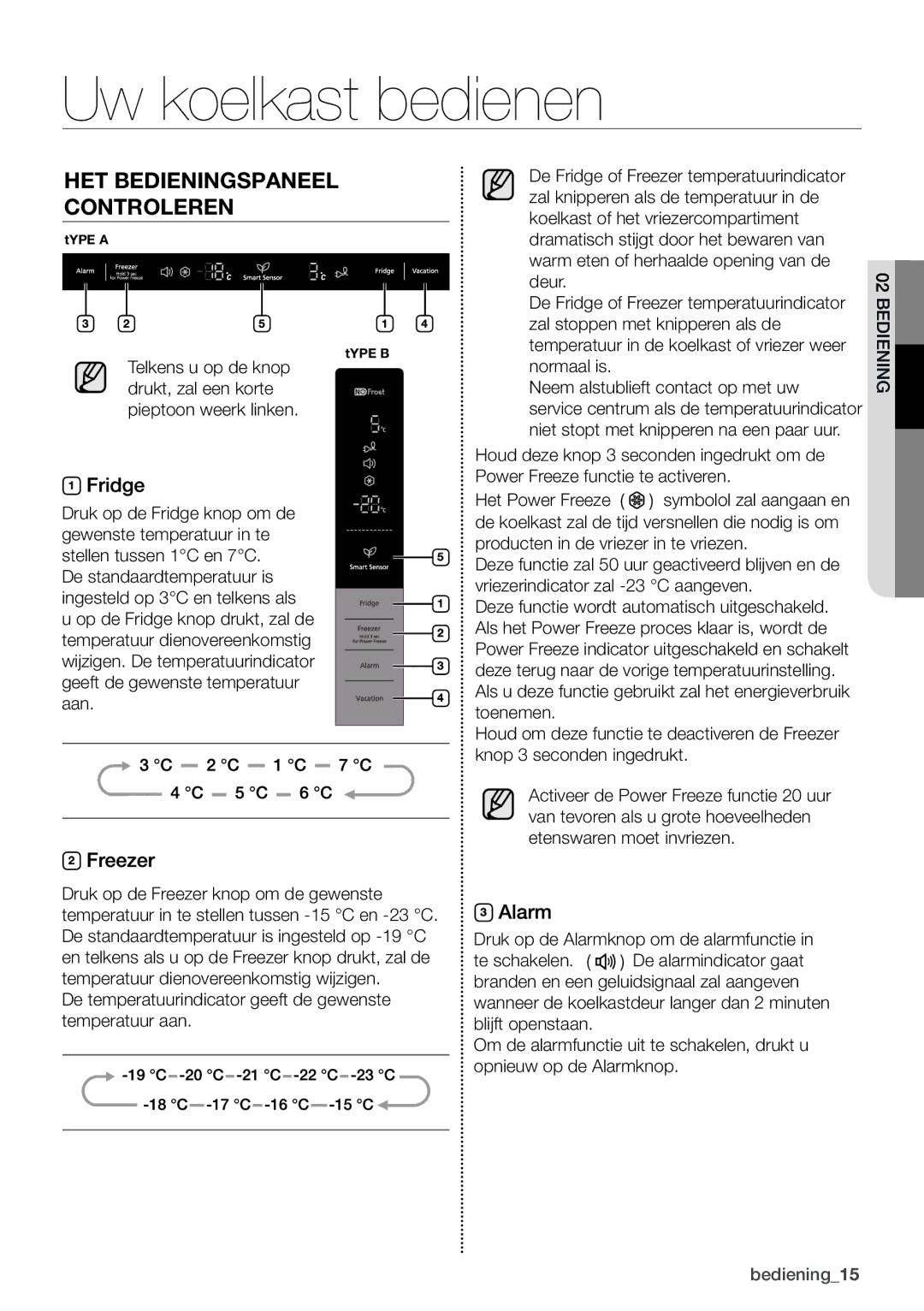 Samsung RL4352FBASL/EF, RL4363FBASL/EF, RL4352LBASP/EF, RL4352LBAWW/EF manual Uw koelkast bedienen 