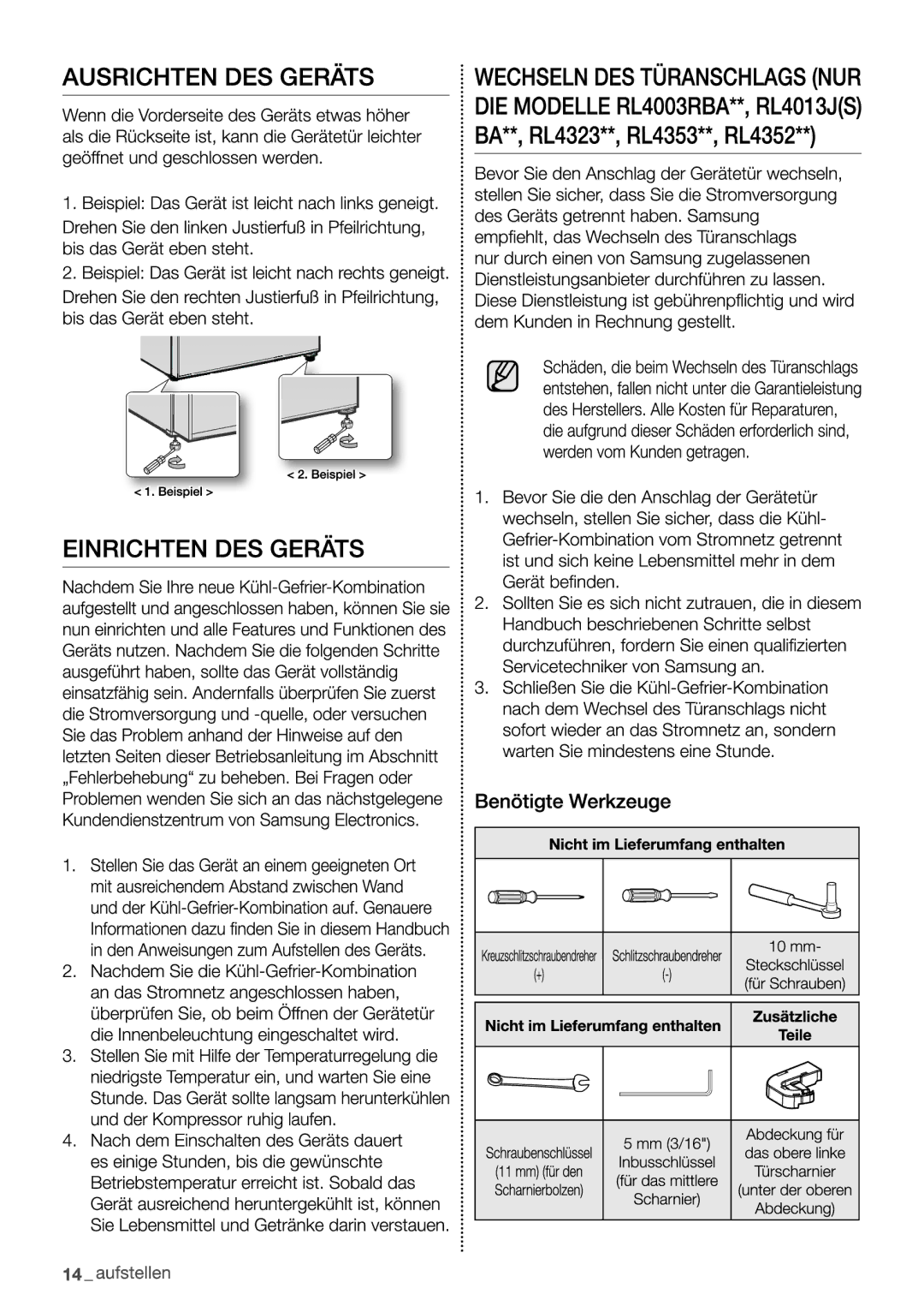 Samsung RL4363FBASL/EF, RL4352LBASP/EF, RL4352LBAWW/EF, RL4352FBASL/EF manual 