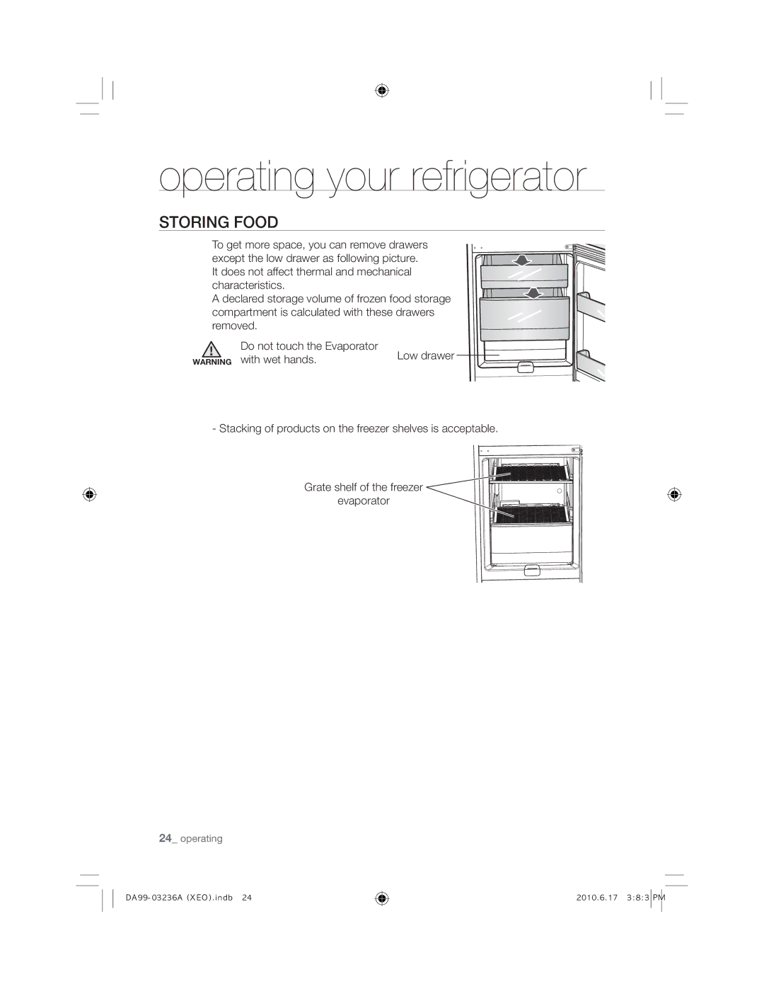 Samsung RL43TGCIH1/XEF, RL39TRCSW1/XEF, RL43TGCSW1/XEF, RL27TDFSW1/XEF manual Low drawer 