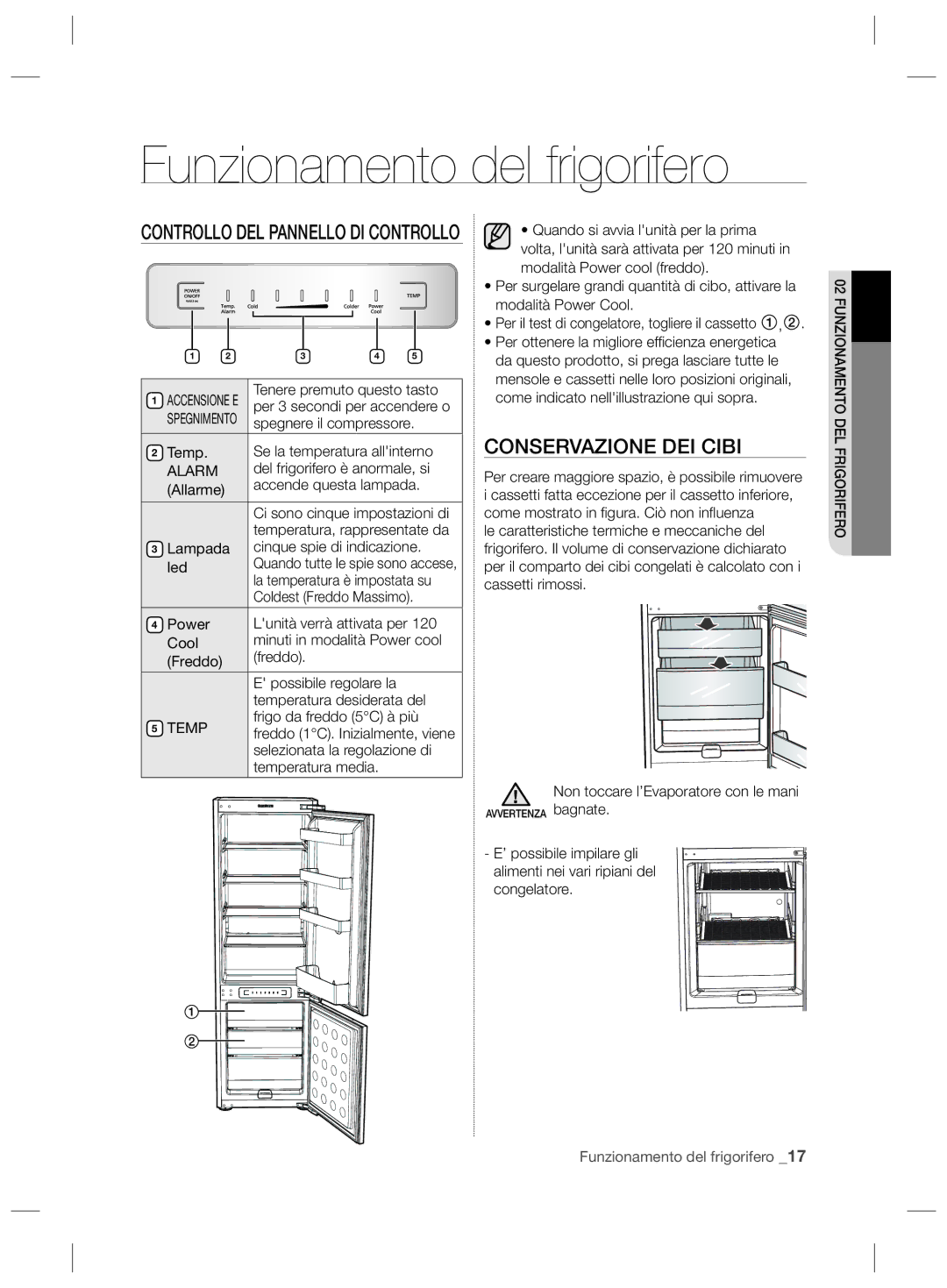 Samsung RL43TGCMG1/XEF manual Funzionamento del frigorifero, Conservazione DEI Cibi 