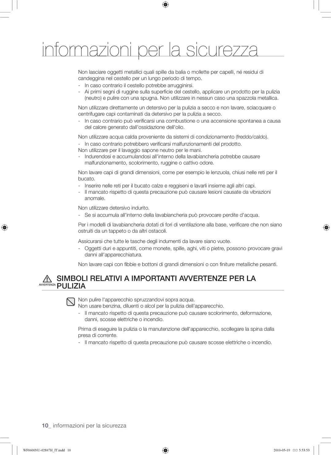 Samsung RL43THCTS1/XES, RL43THCTS1/EUR manual Simboli Relativi a Importanti Avvertenze PER LA 