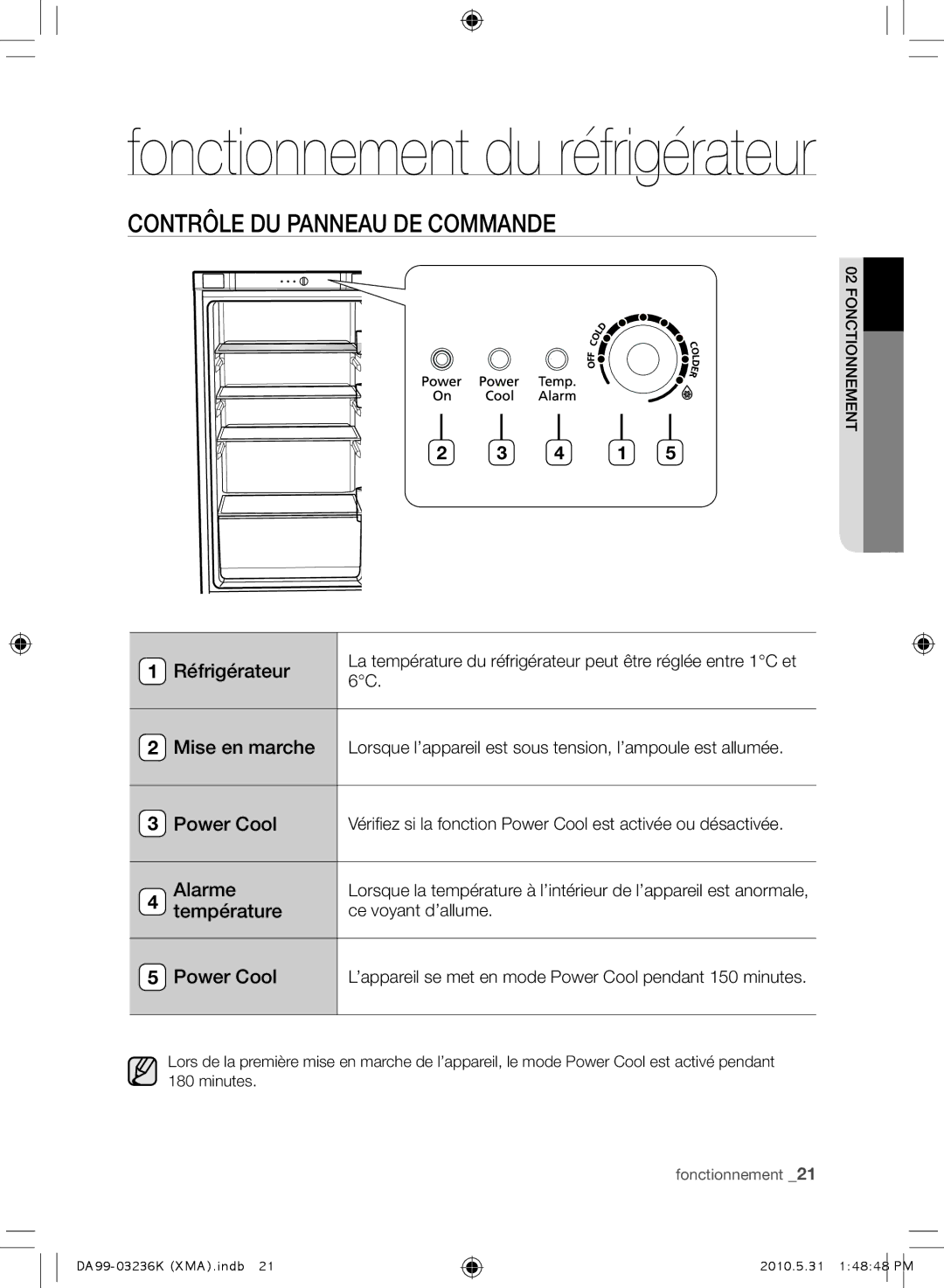 Samsung RL43THCTS1/XMA manual Contrôle DU Panneau DE Commande, Alarme, Température, Ce voyant d’allume 