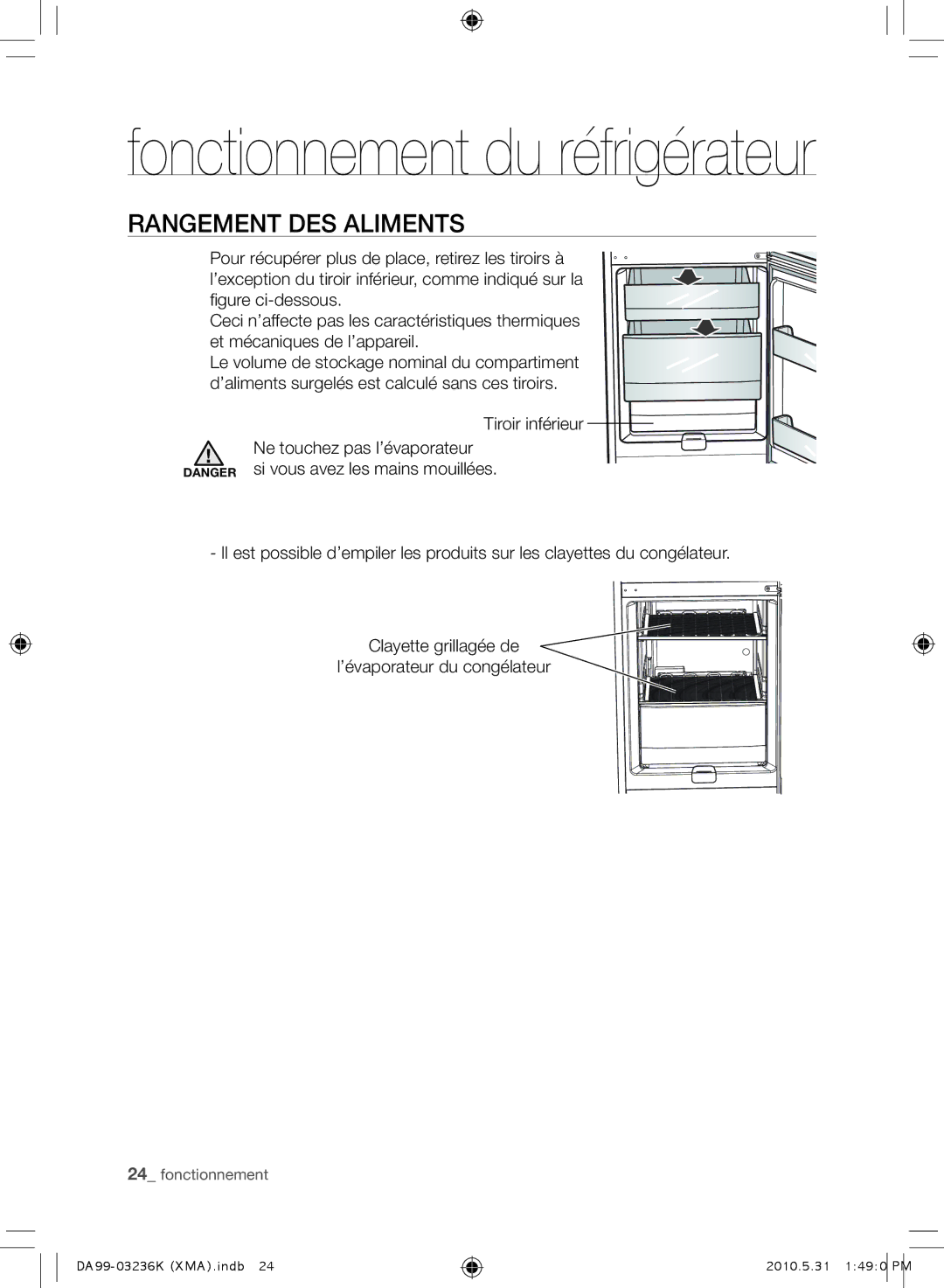 Samsung RL43THCTS1/XMA manual Tiroir inférieur 