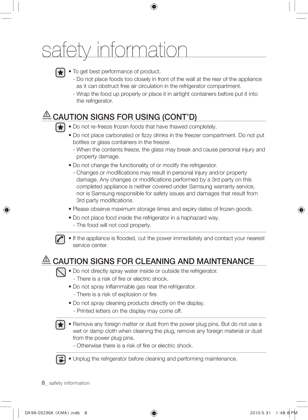 Samsung RL43THCTS1/XMA manual To get best performance of product 