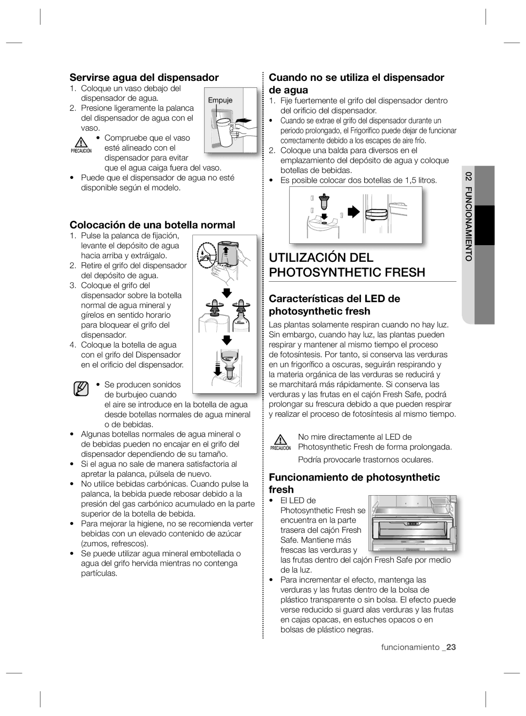 Samsung RL55VEBIH1/XES, RL55VJBIH1/XEF, RL55VJBIH1/XES, RL55VQBUS1/XES, RL55VTEBG1/XEO Utilización DEL Photosynthetic Fresh 