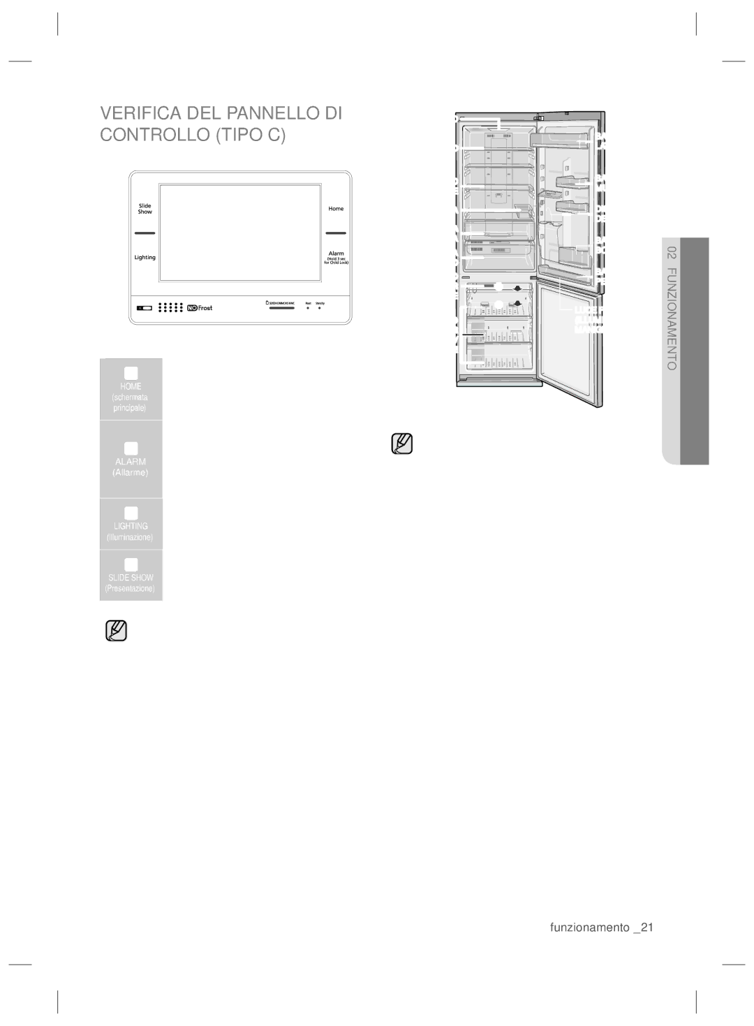 Samsung RL55VQBUS1/BWT, RL55VJBIH1/XEF, RL55VJBIH1/XES, RL55VQBUS1/XES Verifica DEL Pannello DI Controllo Tipo C, Allarme 