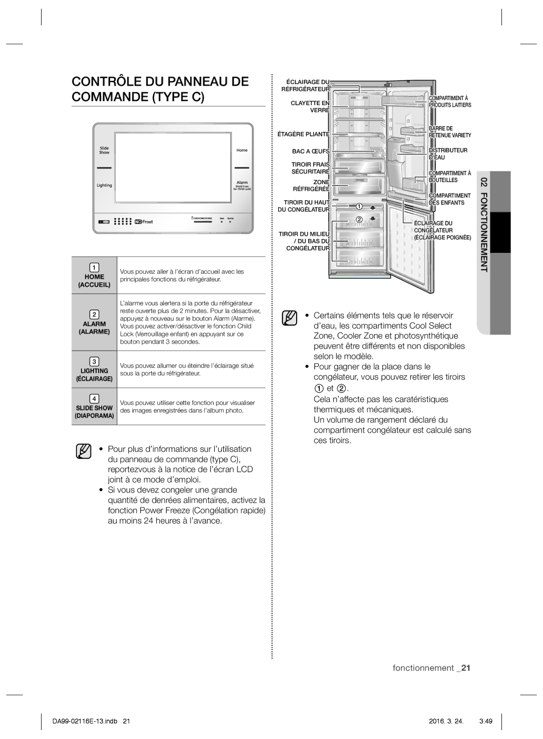 Samsung RL55VEBTS1/XEF, RL55VJBIH1/XEO, RL52VEBSW1/XEF, RL55VJBIH1/XEF manual Contrôle DU Panneau DE Commande Type C, Home 