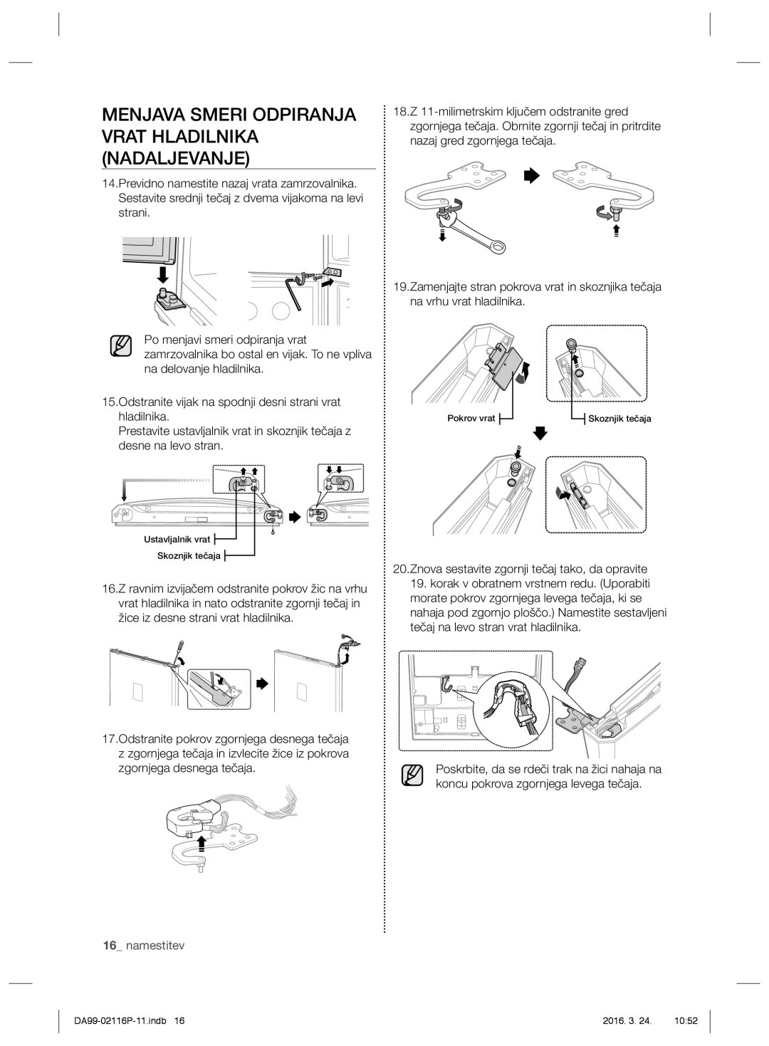 Samsung RL55VJBIH1/XEF, RL55VJBIH1/XEO, RL55VTE1L1/XEO, RL52VEBTS1/XEF, RL55VTEBG1/EUR manual Pokrov vrat Skoznjik teča ja 