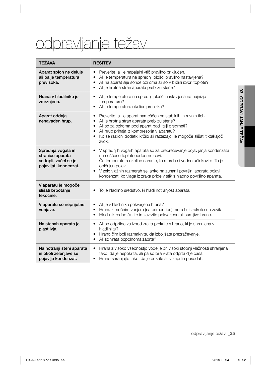 Samsung RL55VTEBG1/XEF, RL55VJBIH1/XEO, RL55VTE1L1/XEO, RL55VJBIH1/XEF, RL52VEBTS1/XEF, RL55VTEBG1/EUR manual Odpravljanje težav 