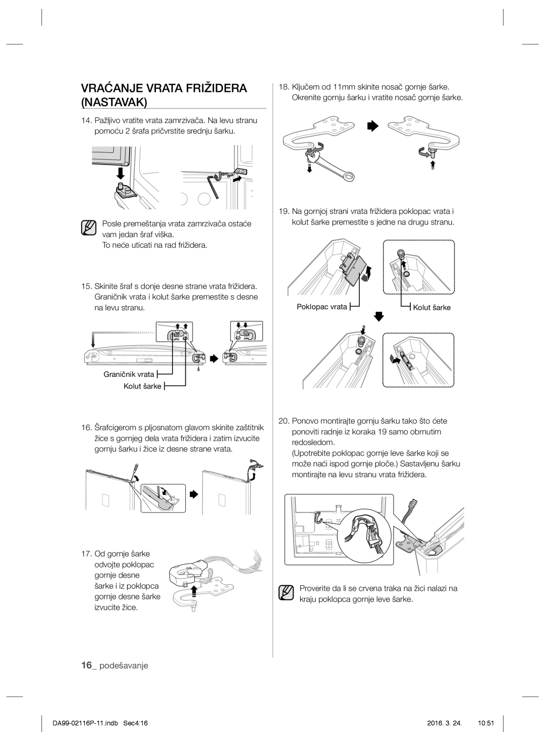 Samsung RL55VQBRS1/XEO, RL55VJBIH1/XEO, RL55VTE1L1/XEO, RL55VJBIH1/XEF, RL52VEBTS1/XEF, RL55VTEBG1/EUR manual Poklopac vrata 