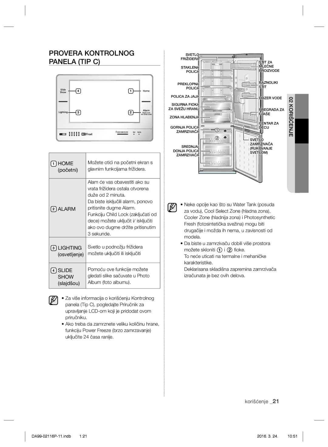 Samsung RL55VTEBG1/XES, RL55VJBIH1/XEO, RL55VTE1L1/XEO, RL55VJBIH1/XEF, RL52VEBTS1/XEF manual Provera Kontrolnog Panela TIP C 