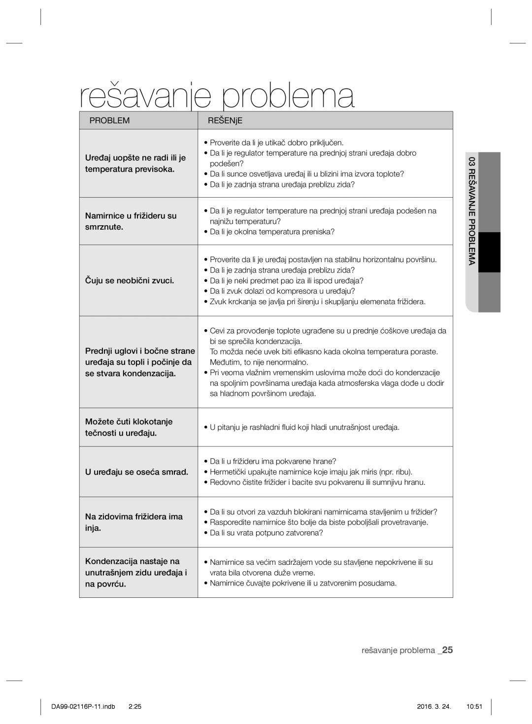 Samsung RL55VJBIH1/XEO manual REŠENjE, Proverite da li je utikač dobro priključen, Najnižu temperaturu?, Smrznute, Inja 