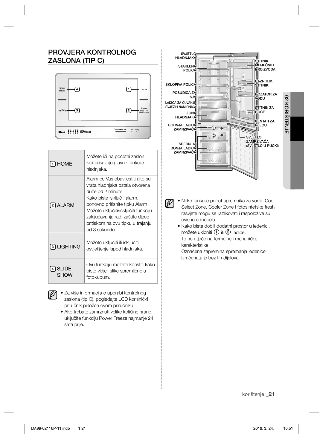 Samsung RL55VQBRS1/XEE, RL55VJBIH1/XEO, RL55VTE1L1/XEO, RL55VJBIH1/XEF, RL52VEBTS1/XEF manual Provjera Kontrolnog Zaslona TIP C 