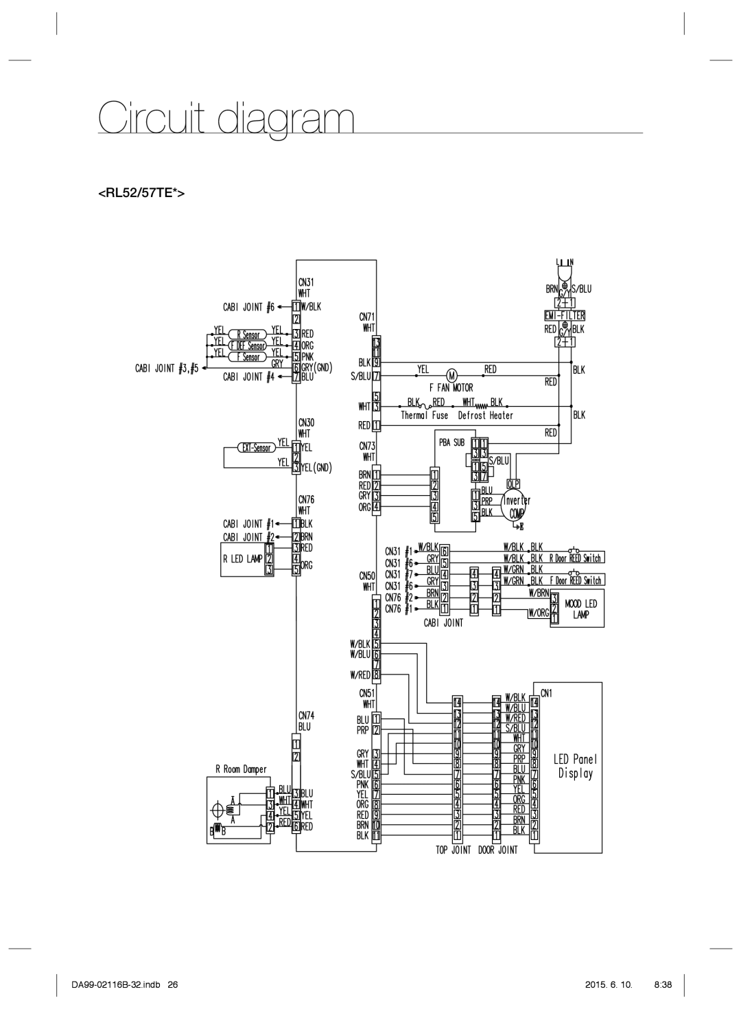 Samsung RL52VSBSW1/BWT, RL55VQBRS1/XEO, RL55VTEBG1/XEO, RL55VQBUS1/BWT, RL52VEBIH1/XEO, RL52VEBIH1/BWT manual Circuit diagram 