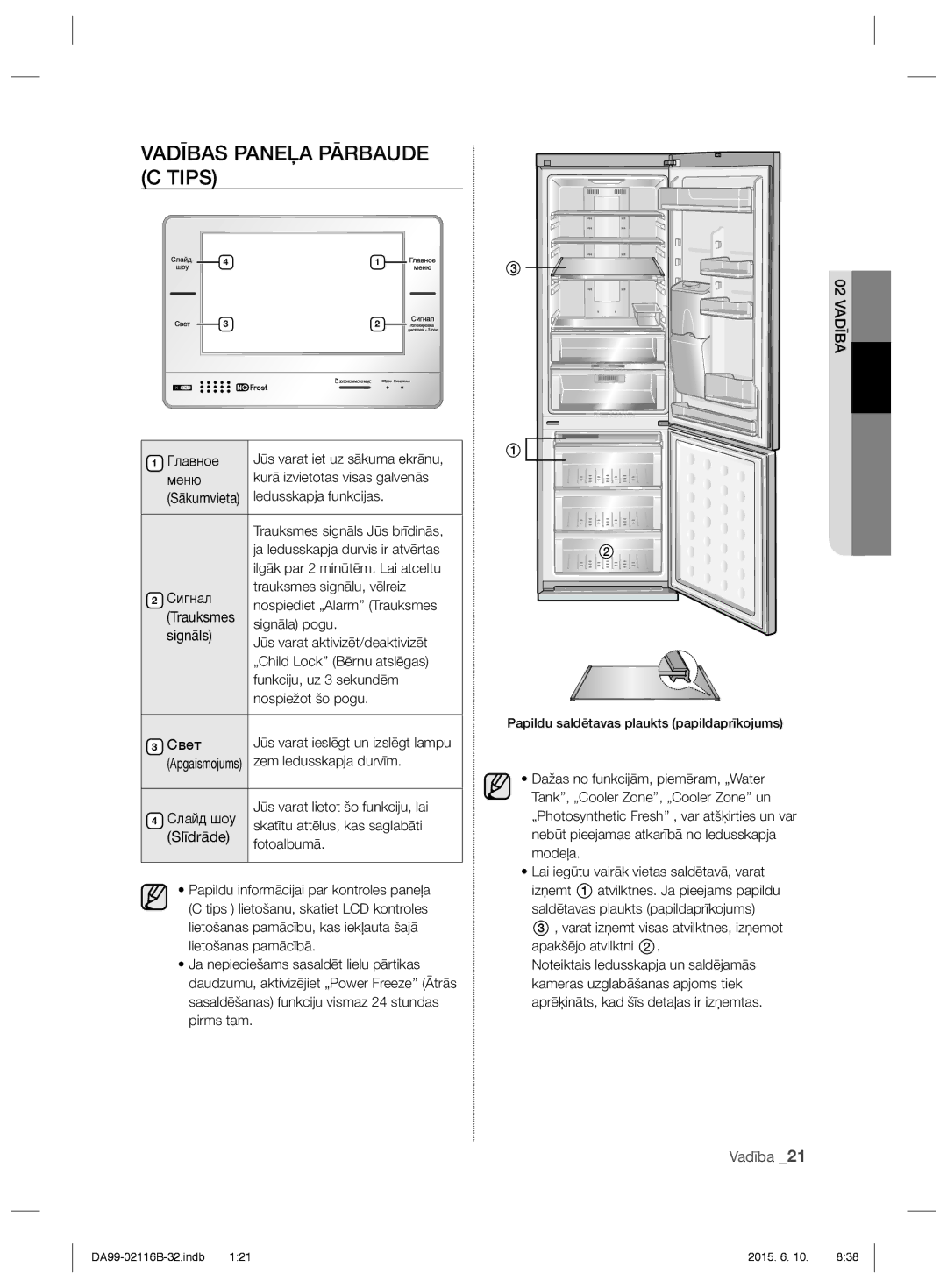 Samsung RL52VPBVB1/BWT, RL55VQBRS1/XEO, RL55VTEBG1/XEO, RL55VQBUS1/BWT, RL52VEBIH1/XEO manual Vadības Paneļa Pārbaude C Tips 